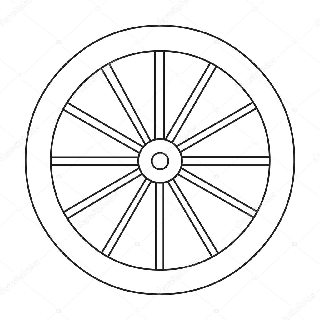 Cart-wheel icon line. Singe western icon from the wild west set.