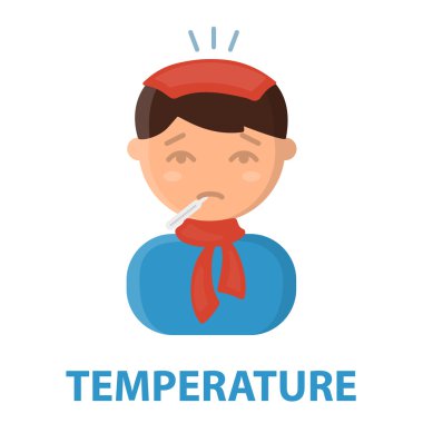 Ateşi kutsal kişilerin resmi çizgi film. Büyük hasta, hastalıktan tek hasta Icon set.