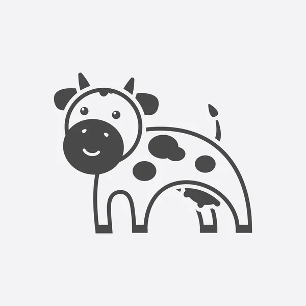 Icône vache noire. Icône unique bio, éco, produit bio de la grande laiterie . — Image vectorielle