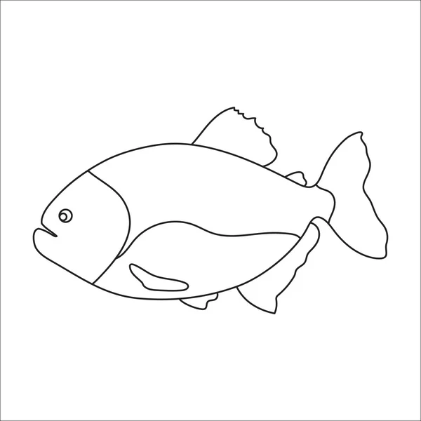 Piranha ícone de peixe cartoon. Ícone de peixe de aquário Singe do mar, conjunto de vida marinha . — Vetor de Stock