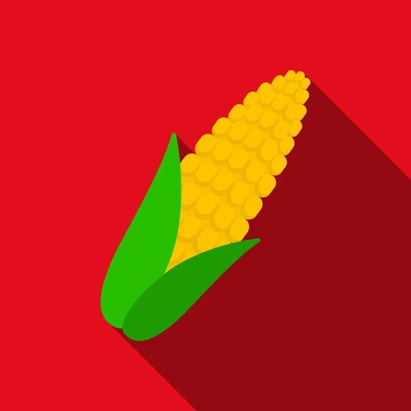 Icono de maíz plano. Singe icono de verduras de la comida ecológica plana. - vector de stock — Vector de stock