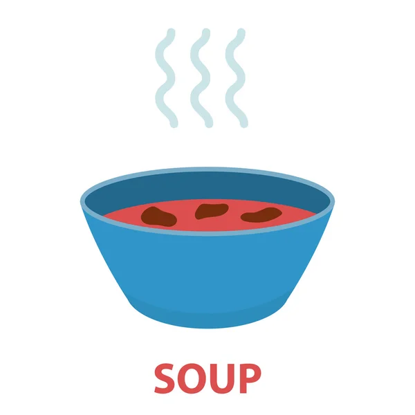 Caricatura de icono de sopa caliente. Icono de enfermo único de la enfermedad grande, conjunto de enfermedades . — Archivo Imágenes Vectoriales