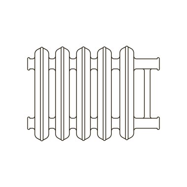 Radyatör simgesi çizgi stili. Bir büyük sıhhi tesisat satırının bir simge.