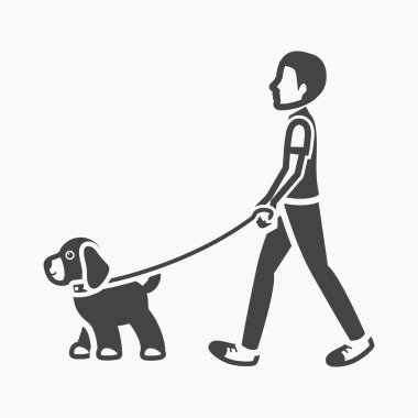 Köpek yürüyüş vektör simge siyah stil web için