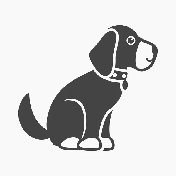 Sitting dog vector icon in black style for web — Stock Vector