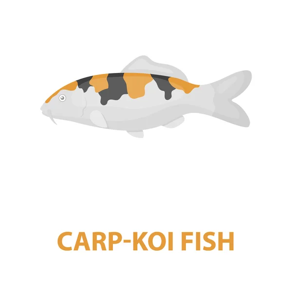 Kapr koi fish ikonu kreslený. Připálit akvarijních ryb ikonu z moře, oceánu života kreslené. — Stockový vektor