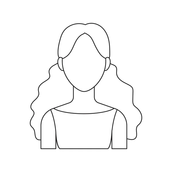 Kıvırcık kız simgesi hattı. Tek avatar, peopleicon büyük avatar satırından. — Stok Vektör