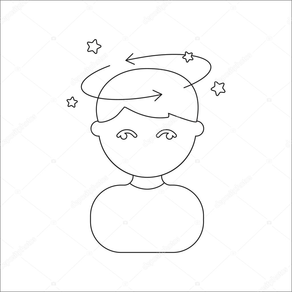 Dizziness icon cartoon. Single sick icon from the big ill, disease collection.