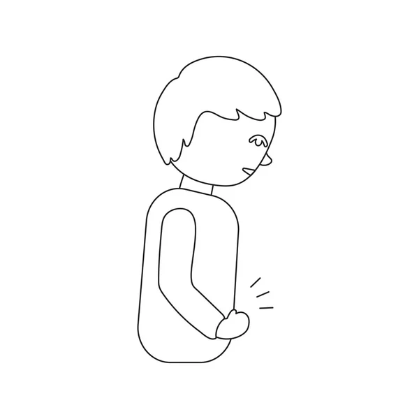 Douleur abdominale icône dessin animé. Icône malade unique du grand malade, ensemble de la maladie . — Image vectorielle