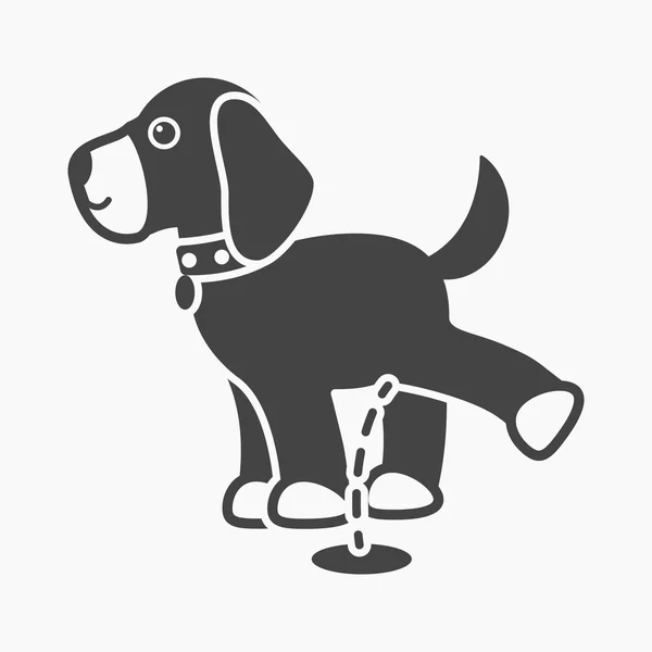 Pissing dog vector icon in black style for web — Stock Vector