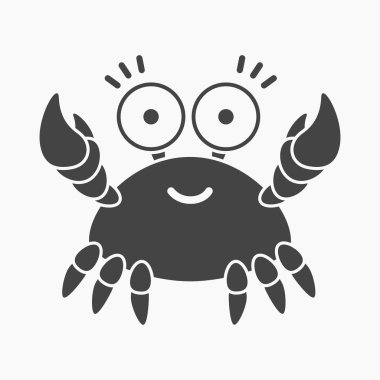 Yengeç siyah simgesi. Gösterim amacıyla web ve mobil tasarım.