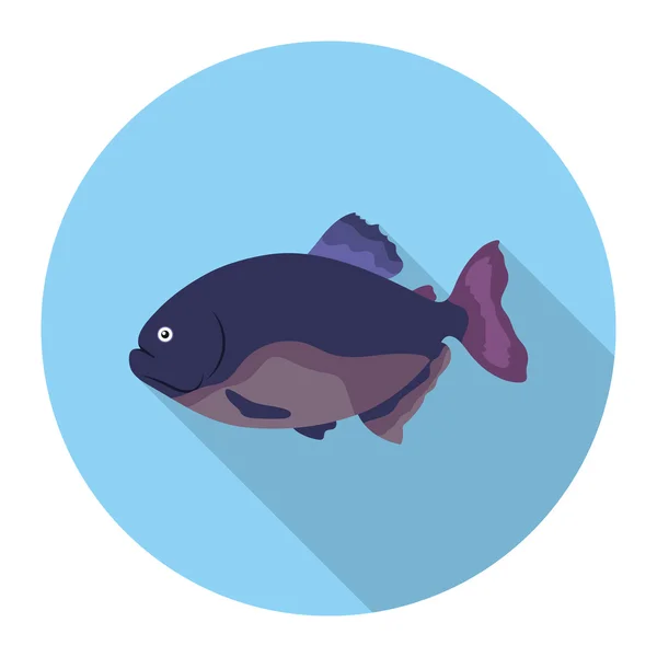 Piranha fish icon flat. Singe aquarium fish icon from the sea,ocean life flat. — Stock Vector