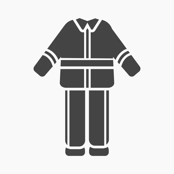 Icona uniforme da pompiere nera. Singola icona delle attrezzature antincendio silhouette dai grandi vigili del fuoco semplice . — Vettoriale Stock