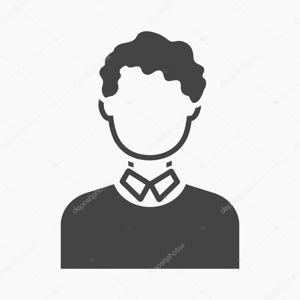 Curly boy icon simple. Single avatar,peaople icon from the big avatar simple.