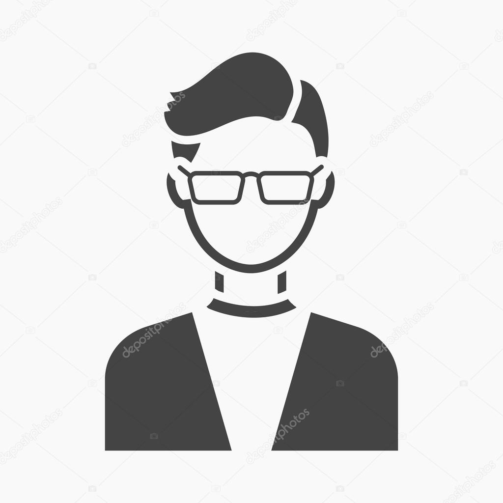 Man with glasses icon black Single avatarpeaople icon from the big avatar  simple Stock Vector Image by PandaVector 124717952