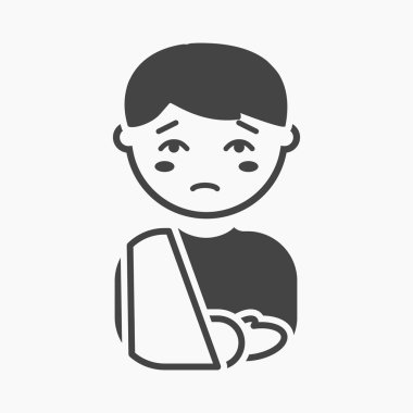 Kırık simgesi karikatür. Büyük hasta, hastalık basit tek hasta simgesi.