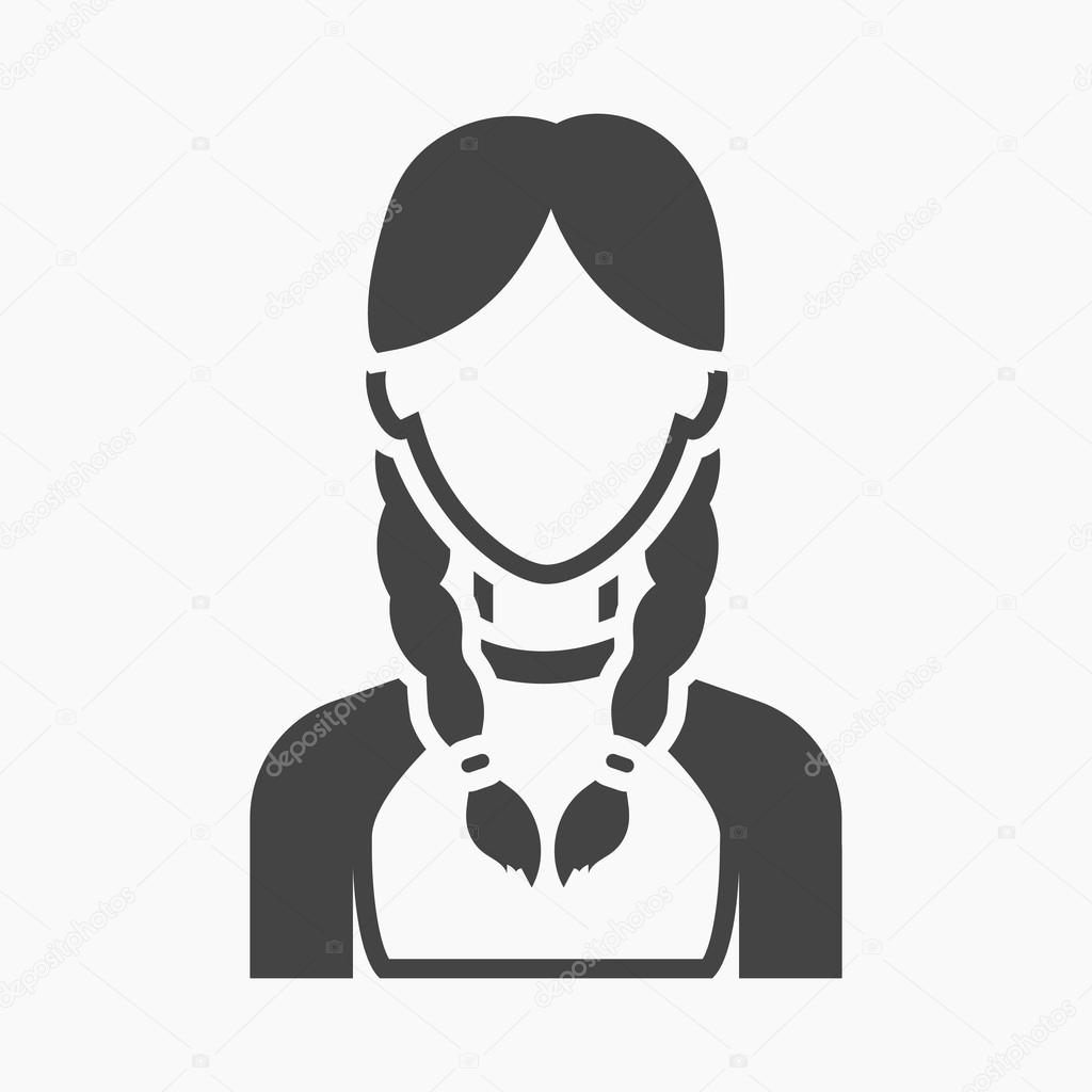 Pigtails icon black. Single avatar,peaople icon from the big avatar simple.