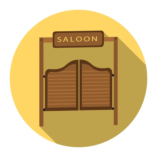Saloon pictogram plat. Westerse icoon uit het wilde westen platte singe. — Stockvector