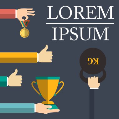 el ve Kupası düz tasarım backfround üzerinde halter