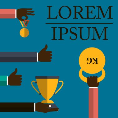 el ve Kupası düz tasarım backfround üzerinde halter