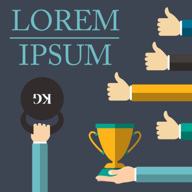 el ve Kupası düz tasarım backfround üzerinde halter