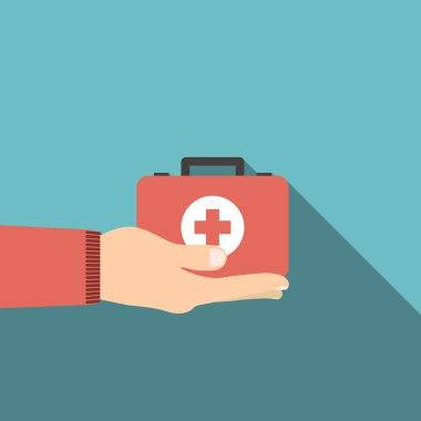 resimde ilk yardım kiti kutu el