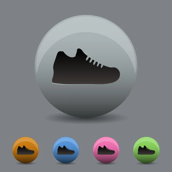 Coloured Sneakers icon in flat design with shadow — Stock Vector