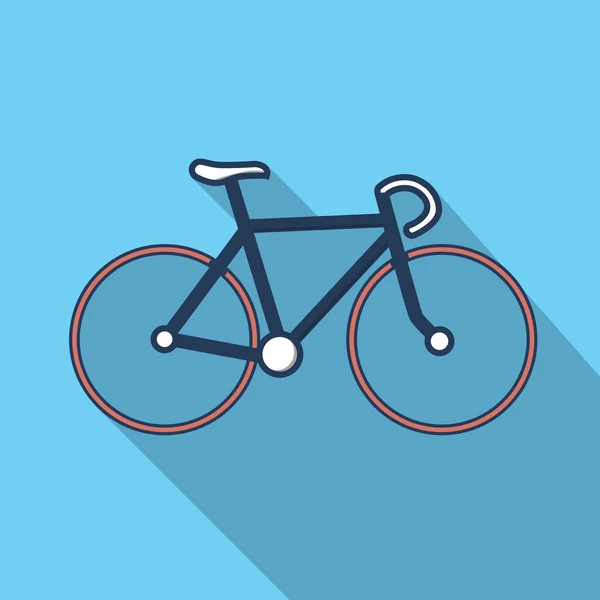 長い影とフラットなデザインの自転車の illustation — ストックベクタ