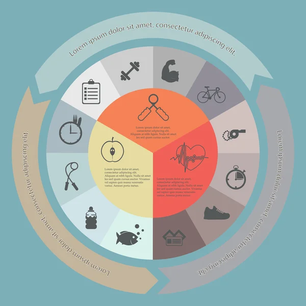 Illustration der Gesundheitslebensstil-Infografik in flachem Design — Stockvektor