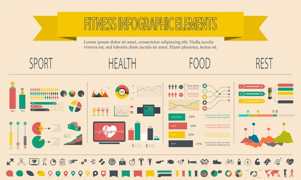 Ilustrasi dari infografis gaya hidup sehat - Stok Vektor