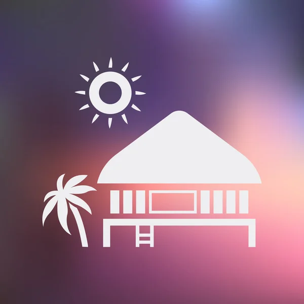 Tropical summer vector illustration - Palm tree and  Beach House — Stock Vector