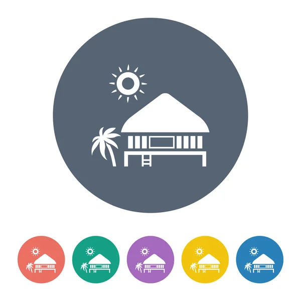 Ilustración vectorial tropical de verano - Palmera y Beach House — Vector de stock