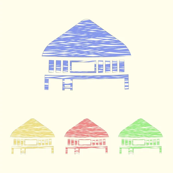 Ilustración vectorial tropical de verano - Palmera y Beach House — Vector de stock