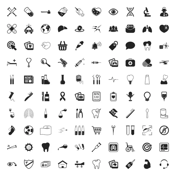 Salud 100 iconos establecidos para la web — Vector de stock