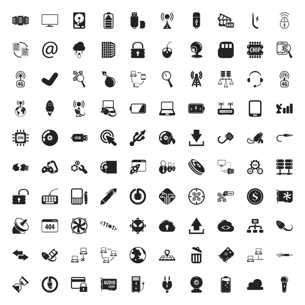 Computer 100 icons set for web — Stock Vector