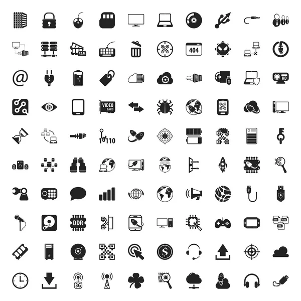 Tecnología 100 iconos para web — Archivo Imágenes Vectoriales