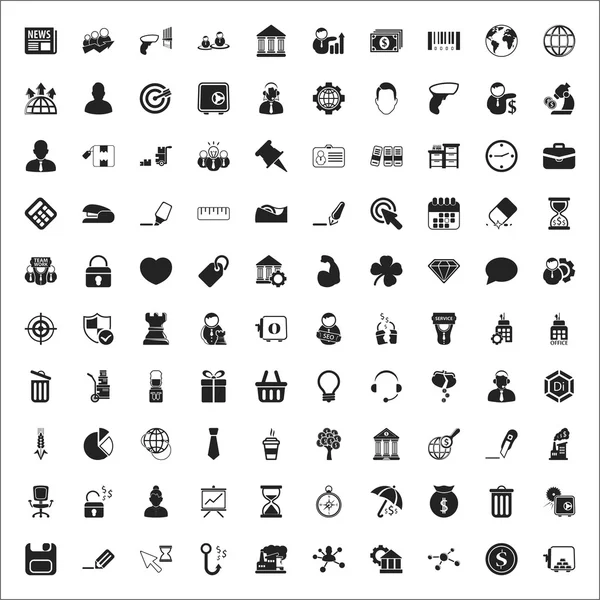 Business 100 icons universal set for web and mobile flat — Stock Vector