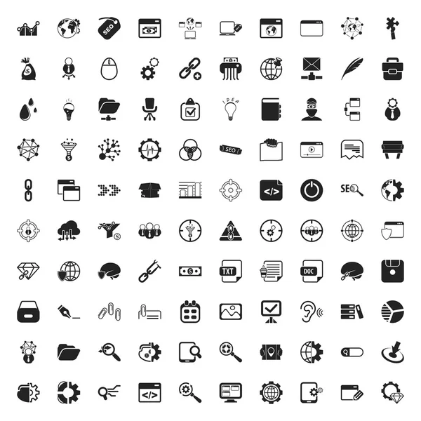 Web için SEO 100 Icons set — Stok Vektör