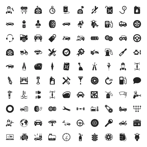 Reparación de coches 100 iconos establecidos para la web — Vector de stock