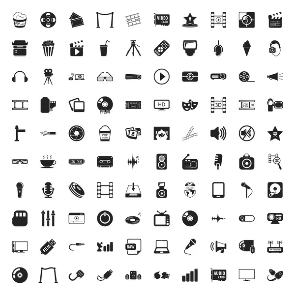 Cine 100 iconos para web — Vector de stock