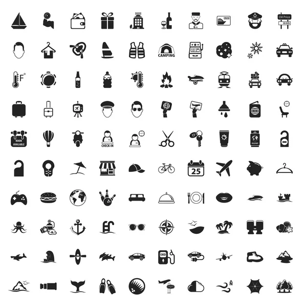 100 icônes de voyage pour le web — Image vectorielle