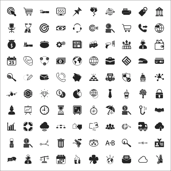 Business 100 icons universal set for web and mobile flat — Stock Vector