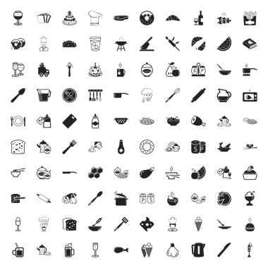 web için mutfak 100 Icons set 