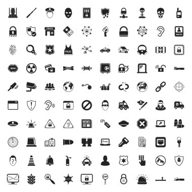 web için güvenlik 100 Icons set 