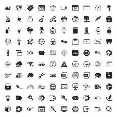 web için SEO 100 Icons set 