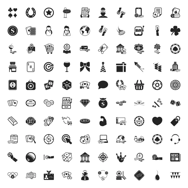 Kasyno 100 ikon uniwersalny zestaw internetowych i mobilnych z płaskim — Zdjęcie stockowe