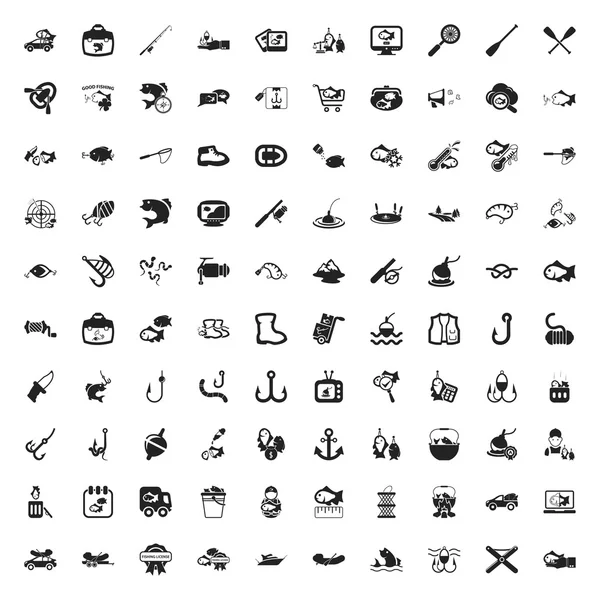 Fishing 100 icons set for web — Stock Photo, Image