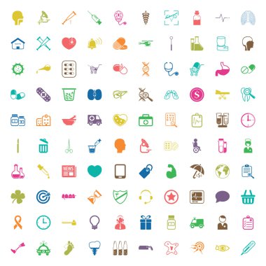 web için tıp 100 Icons set 