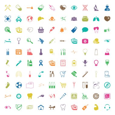 web için sağlık 100 Icons set 