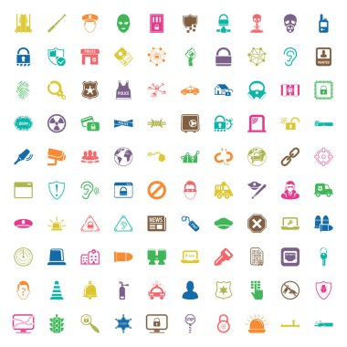 security 100  icons set for web 